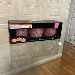 3 Pcs Silverstrio  Fall Flameless Candles, LED Pumpkin Lights Battery Operated